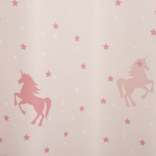 Rideau Occultant Imprimé Licorne - 140 X 250 Cm - Rose