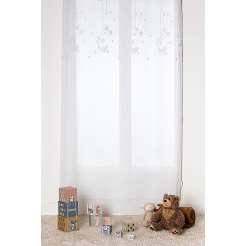 Voilage Brodé Étoiles - 140 X 240 Cm - Blanc