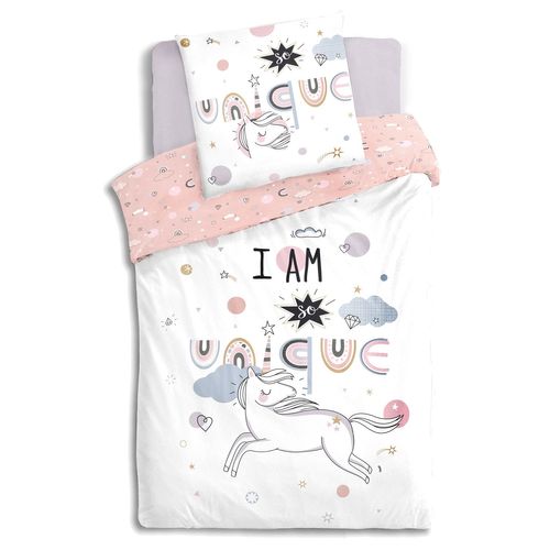 Parure De Lit Enfant Licorne - 100% Coton 57 Fils/cm² - 140 X 200 Cm