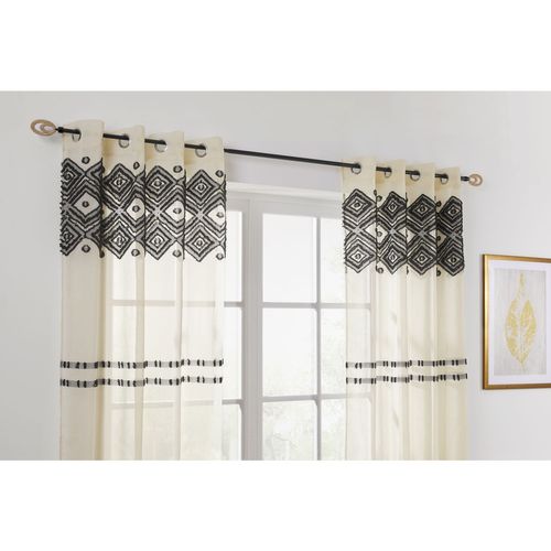 Kit De Tringle à Rideaux Extensible Ellipse - L120 /l210 Cm - Métal Noir