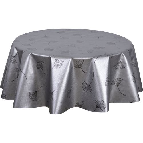 Nappe Ronde En Toile Cirée Nacrée Ginkotex - Diam. 150 Cm - Gris