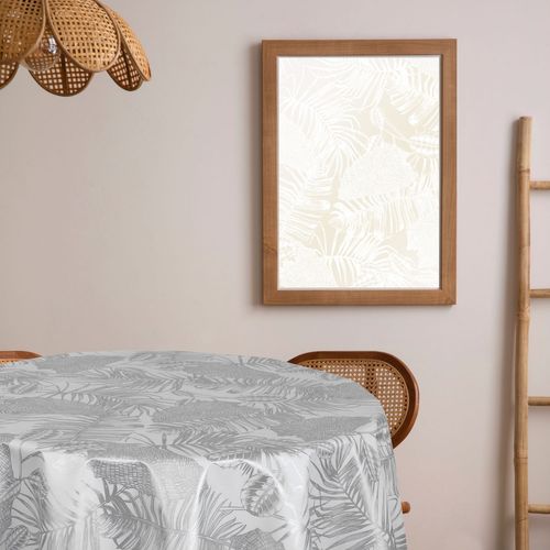 Nappe Ronde En Toile Cirée Nacrée Vitali - Diam. 150 Cm - Blanc