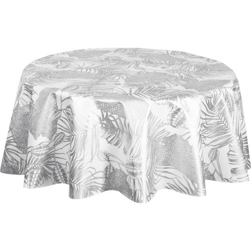 Nappe Ronde En Toile Cirée Nacrée Vitali - Diam. 150 Cm - Blanc