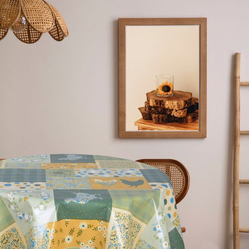 Nappe En Toile Cirée Ronde Motifs Poules Socoq - Diam. 150 Cm