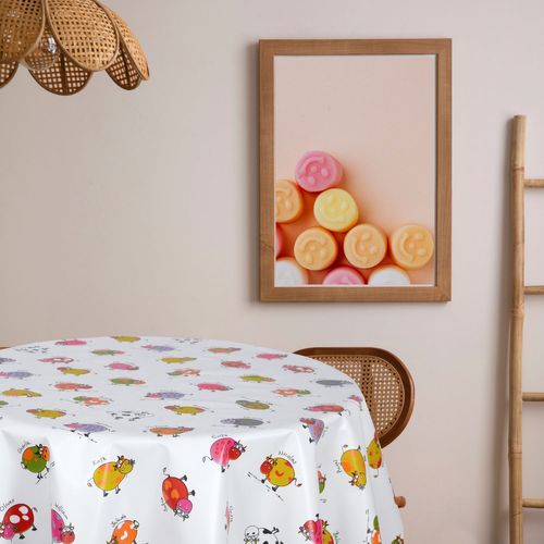 Nappe En Toile Cirée Ronde Vache - Diam. 135 Cm