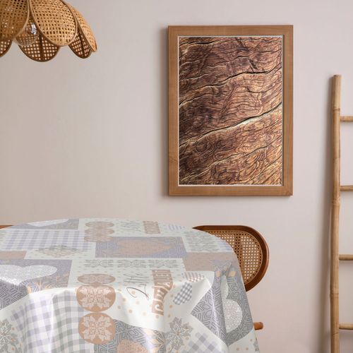 Nappe En Toile Cirée Ronde Hytte - Diam. 135 Cm - Beige
