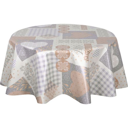 Nappe En Toile Cirée Ronde Hytte - Diam. 135 Cm - Beige