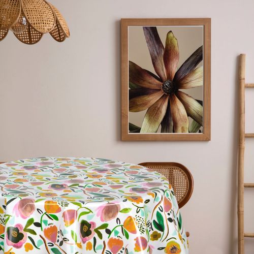 Nappe En Toile Cirée Ronde Motifs Fleurs Eparse - Diam. 135 Cm