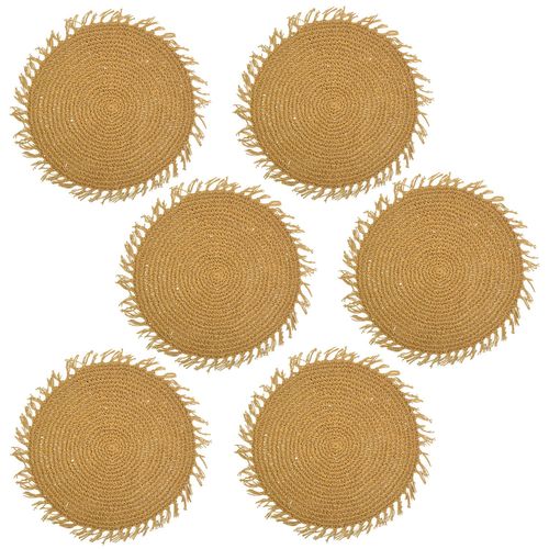 Lot De 6 Sets De Tables Ronds En Jute Fili - Diam. 38 Cm - Marron