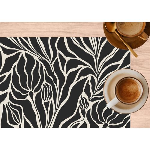 Lot De 6 Sets De Table Lilith - 28 X 43 Cm - Noir Et Blanc