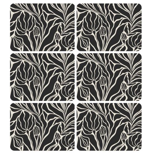 Lot De 6 Sets De Table Lilith - 28 X 43 Cm - Noir Et Blanc