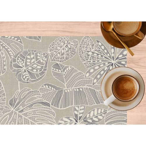 Lot De 6 Sets De Table Motifs Tropical Wild - 28 X 43 Cm - Ecru
