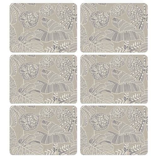 Lot De 6 Sets De Table Motifs Tropical Wild - 28 X 43 Cm - Ecru