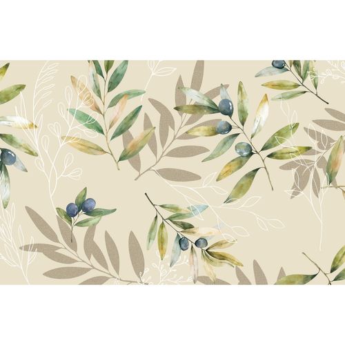 Lot De 6 Sets De Table Motif Provençal Oliba - 28 X 43 Cm - Beige Et Vert