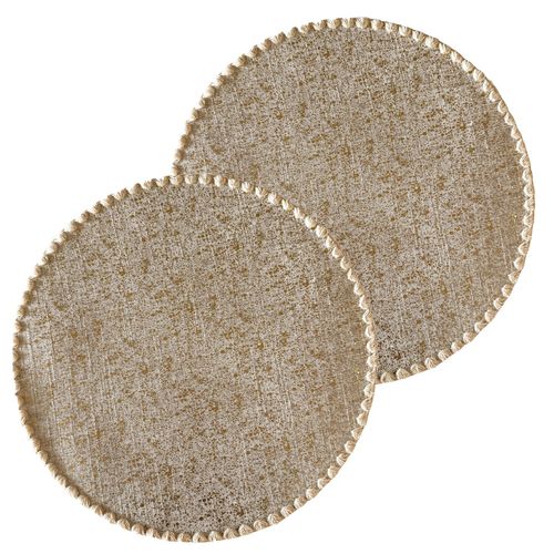 Lot De 2 Sets De Tables Ronds En Jute Alago - Diam. 38 Cm - Or