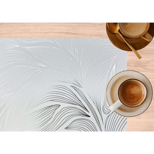 Lot De 2 Sets De Table Motif Feuillage Avec Encre Métallique Eden - 30 X 45 Cm - Argent Et Blanc