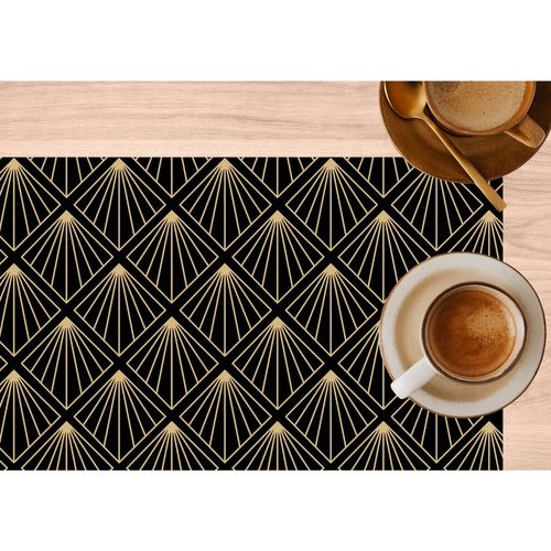 Lot De 2 Sets De Table Avec Encre Métallique Elior - 30 X 45 Cm - Or Et Noir