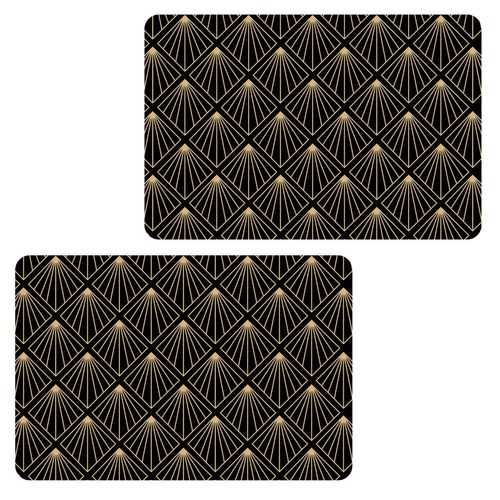 Lot De 2 Sets De Table Avec Encre Métallique Elior - 30 X 45 Cm - Or Et Noir