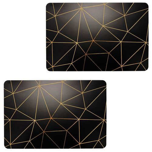 Lot De 2 Sets De Table Avec Encre Métallique Copper - 30 X 45 Cm - Or Et Noir