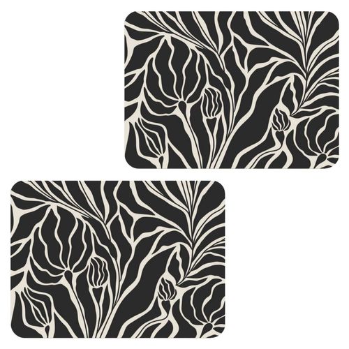 Lot De 2 Sets De Table Lilith - 28 X 43 Cm - Noir Et Blanc