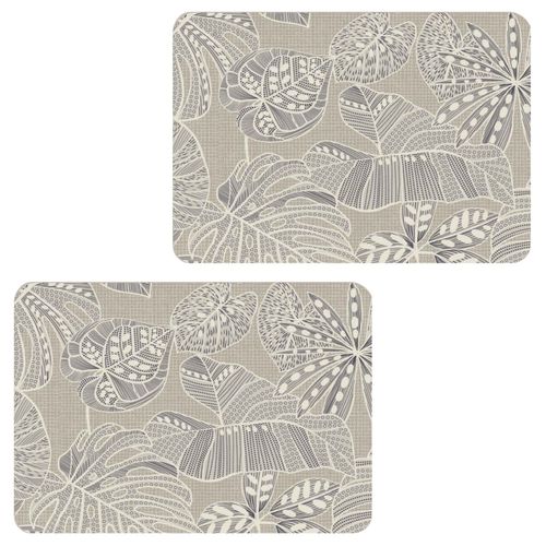 Lot De 2 Sets De Table Motifs Tropical Wild - 28 X 43 Cm - Ecru