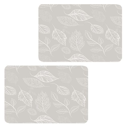 Lot De 2 Sets De Table Motifs Feuillage Romie - 28 X 43 Cm - Beige Et Blanc