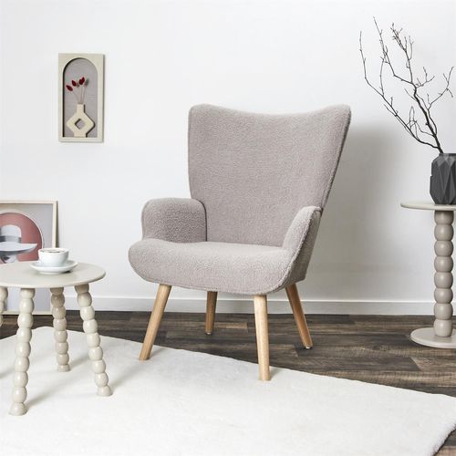 Fauteuil De Salon En Bouclette Rhea - Taupe
