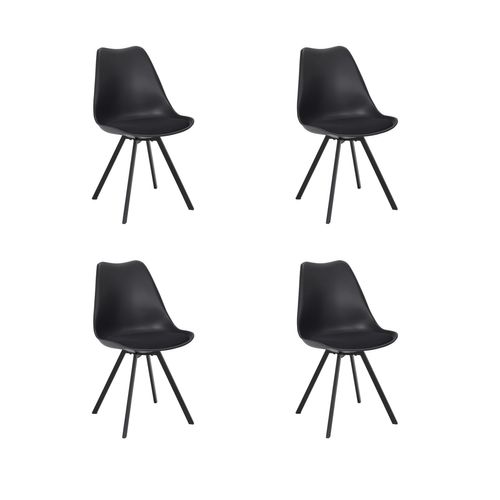Lot De 4 Chaises Avec Coussin Atome - Noir