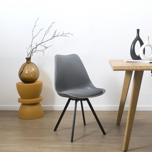 Lot De 4 Chaises Avec Coussin Atome - Gris Foncé