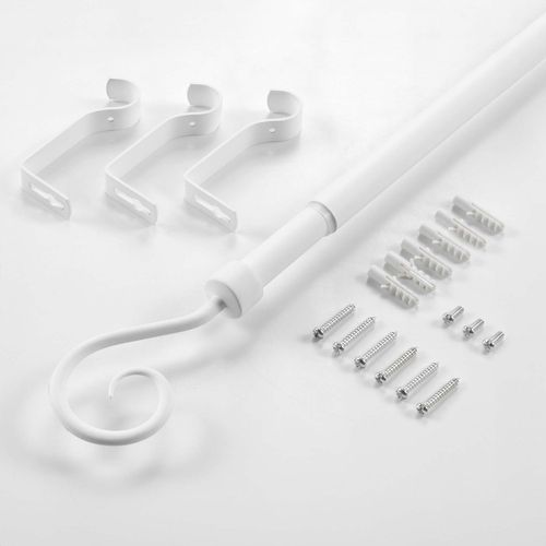 Kit De Tringle à Rideaux Extensible Arabesque - L. 210 à 380 Cm - Blanc