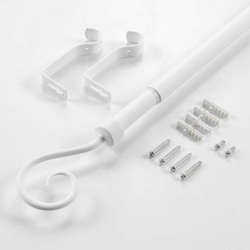 Kit De Tringle à Rideaux Extensible Arabesque - L. 120 à 210 Cm - Blanc