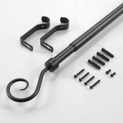 Kit De Tringle à Rideaux Extensible Arabesque - L. 120 à 210 Cm - Noir