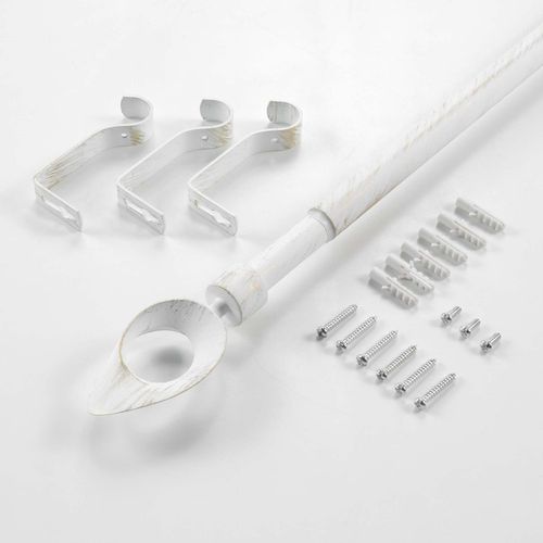 Kit De Tringle à Rideaux Extensible Ovalon - L. 210 à 380 Cm - Blanc Et Or