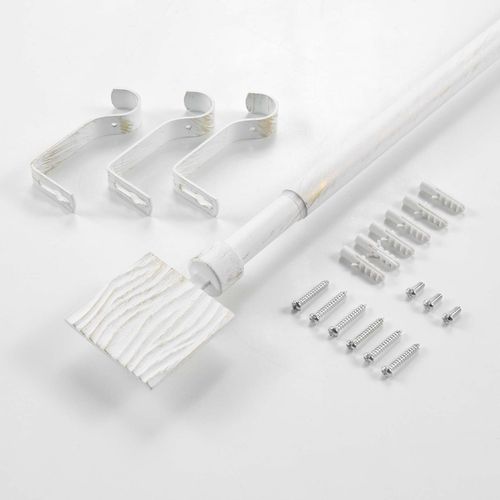 Kit De Tringle à Rideaux Extensible Tempo - L. 210 à 380 Cm - Blanc Et Or