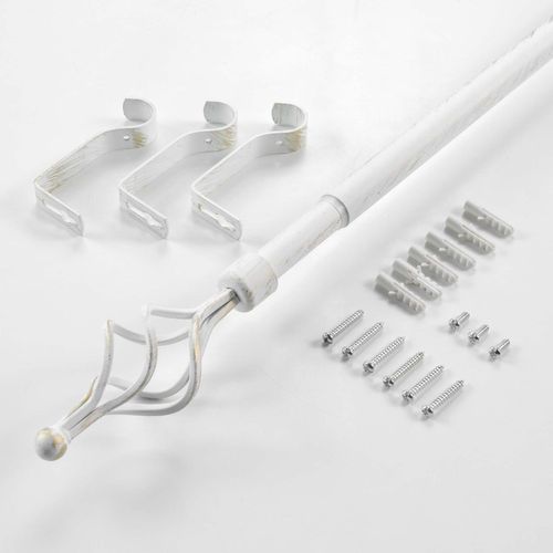 Kit De Tringle à Rideaux Extensible Twisty - L. 210 à 380 Cm - Blanc Et Or