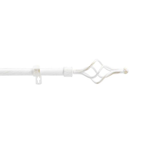 Kit De Tringle à Rideaux Extensible Twisty - L. 210 à 380 Cm - Blanc Et Or