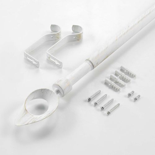 Kit De Tringle à Rideaux Extensible Ovalon - L. 120 à 210 Cm - Blanc Et Or