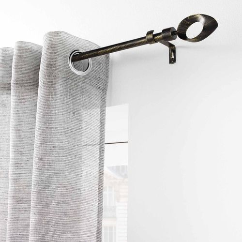 Kit De Tringle à Rideaux Extensible Ovalon - L. 120 à 210 Cm - Noir Et Or