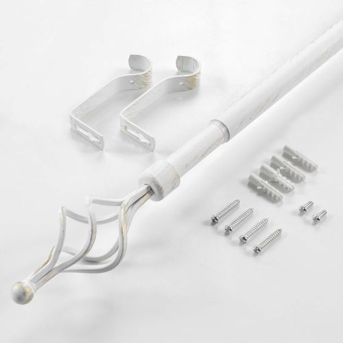 Kit De Tringle à Rideaux Extensible Twisty - L. 120 à 210 Cm - Blanc Et Or