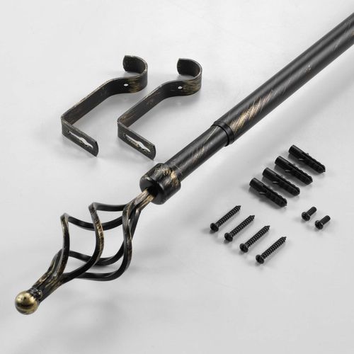 Kit De Tringle à Rideaux Extensible Twisty - L. 120 à 210 Cm - Noir Et Or