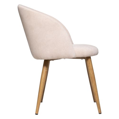 Lot De 4 Chaises En Velours Côtelé Et Pieds Effet Hêtre Celeste - Beige
