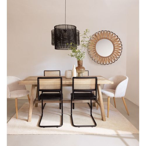 Lot De 4 Chaises En Velours Côtelé Et Pieds Effet Hêtre Celeste - Beige