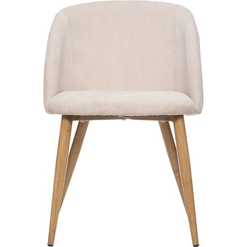Lot De 4 Chaises En Velours Côtelé Et Pieds Effet Hêtre Celeste - Beige