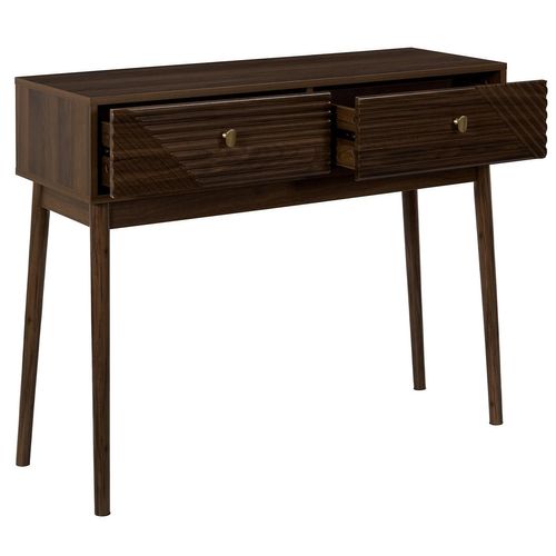 Console 2 Tiroirs Effet Noyer Tiffany - Marron