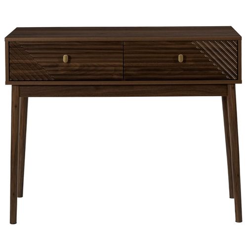 Console 2 Tiroirs Effet Noyer Tiffany - Marron