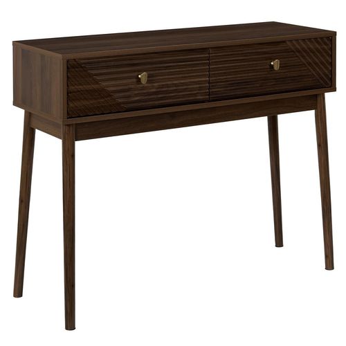 Console 2 Tiroirs Effet Noyer Tiffany - Marron