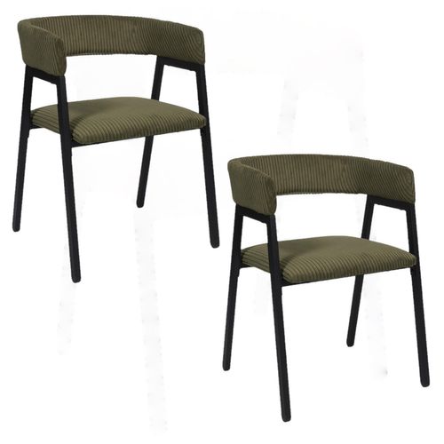 Lot De 2 Fauteuils Design En Tissu Côtelé Scott - Vert