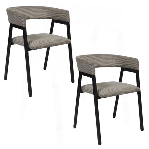 Lot De 2 Fauteuils Design En Tissu Côtelé Scott - Taupe