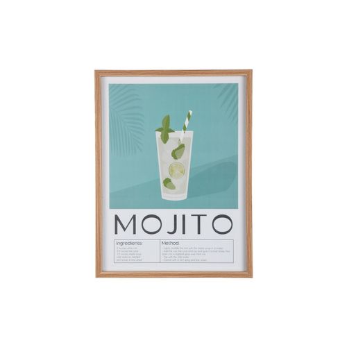 Affiche Encadrée Cocktail - 31,5 X 41,5 Cm - Bleu Clair