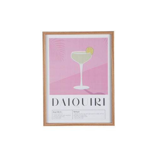 Affiche Encadrée Cocktail - 31,5 X 41,5 Cm - Rose